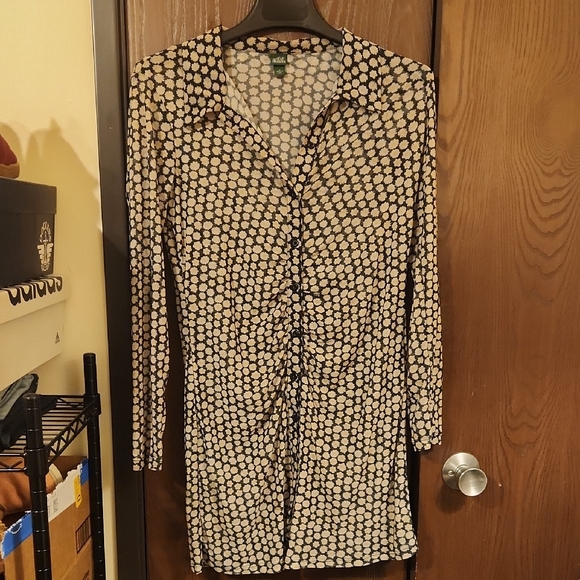 wild fable Dresses & Skirts - Wild Fable Black and Cream Ruched Midi Dress